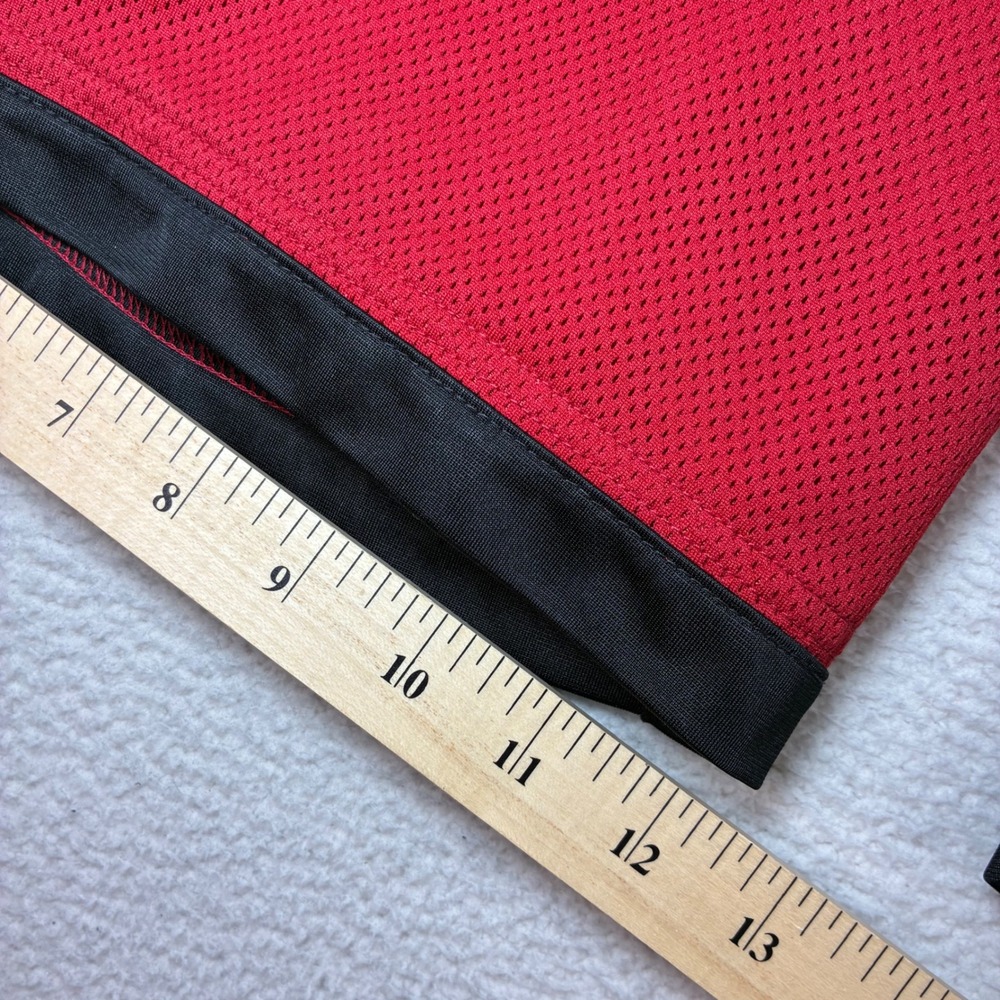 Y2K Nike Baggy Basketball Shorts Men S Red Black Mesh Silky Loose Drawstring - Picture 8 of 9